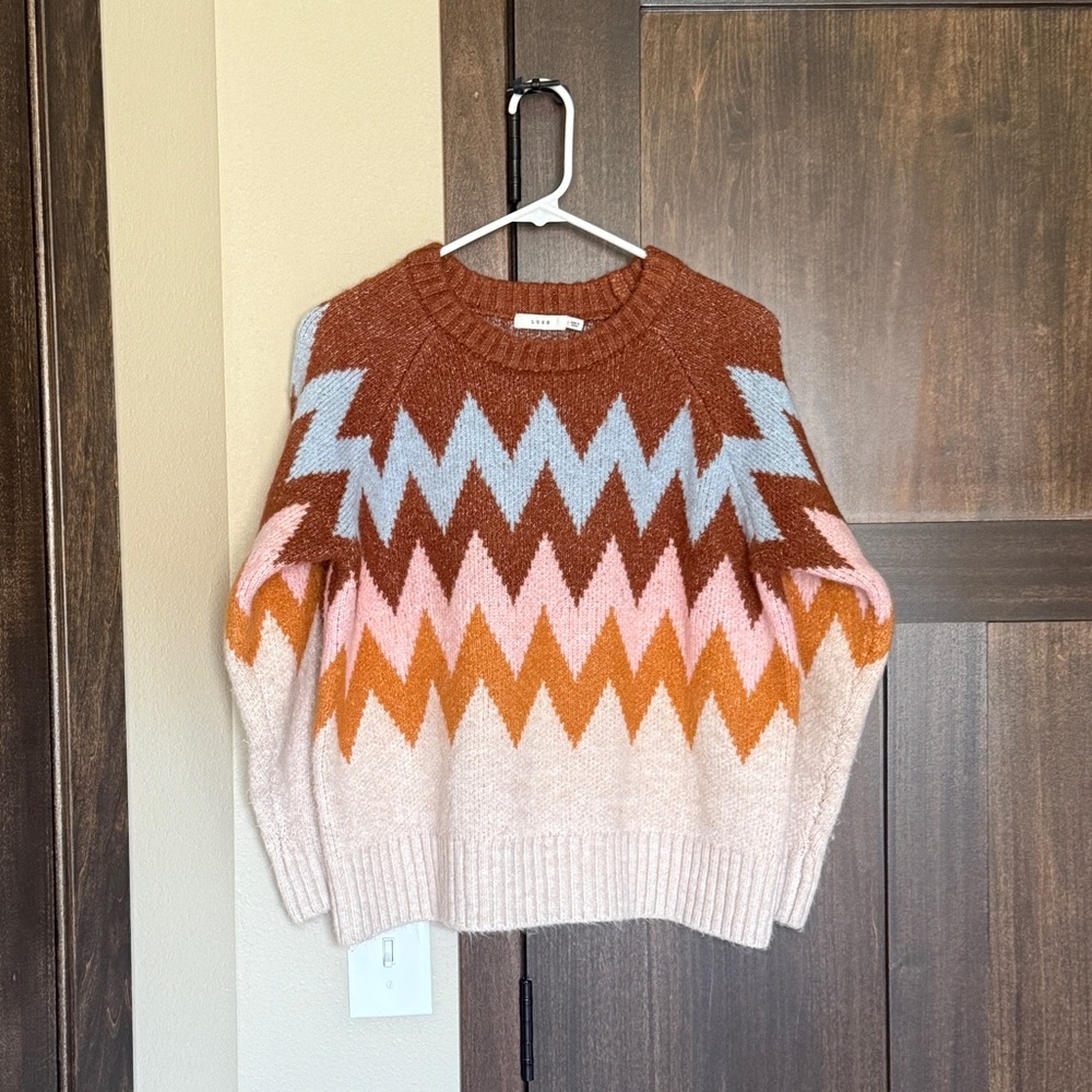 Lush Women’s Chevron Pattern Long Sleeve Sweater Size Small